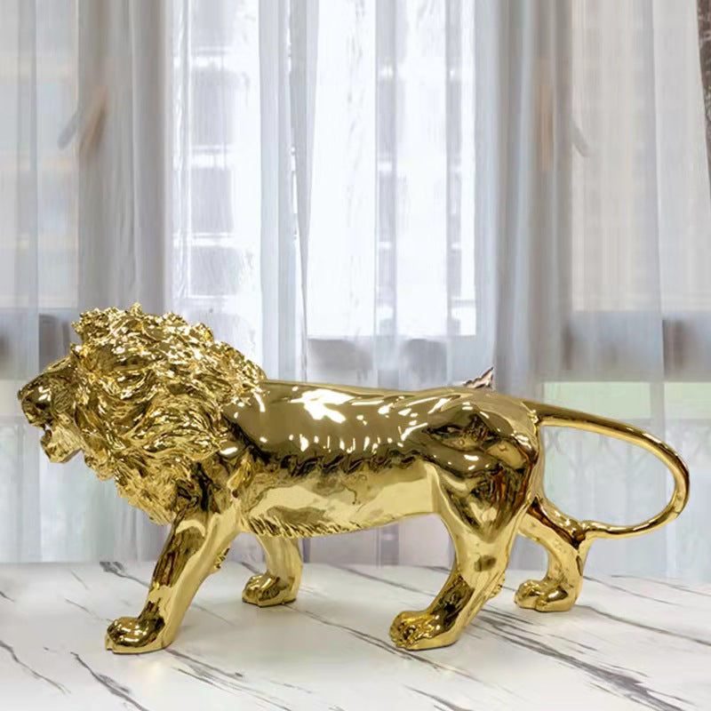 Statue Lion Doré - Symbole de Puissance et de Luxe 🦁✨