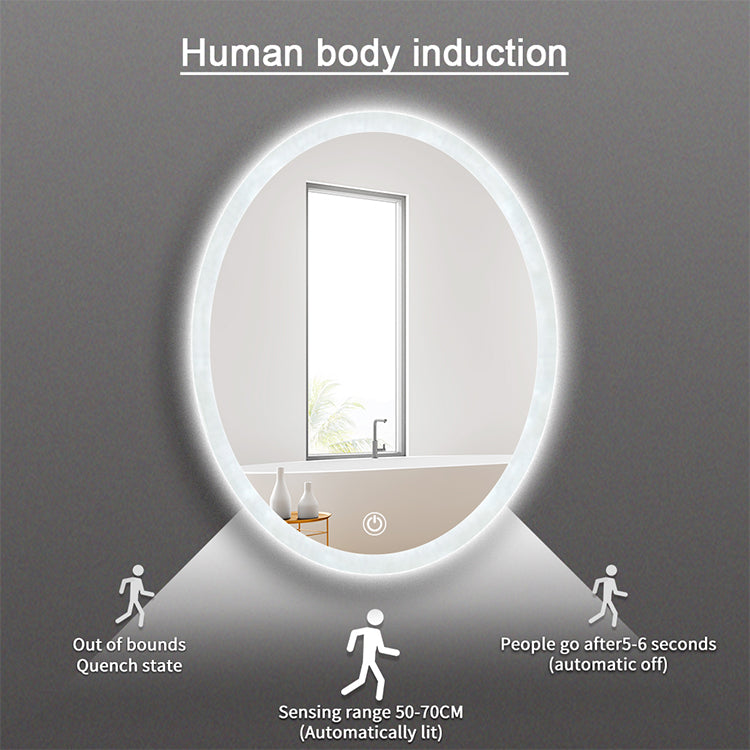 Miroir LED Ovale 80 x 60 cm – Élégance et Technologie