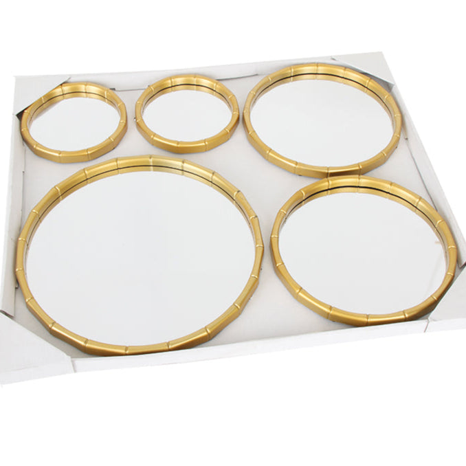 Ensemble de 5 miroirs muraux ronds avec cadre doré – Design élégant et moderne