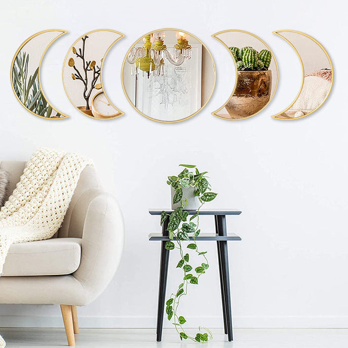 Ensemble de miroirs muraux phases de lune – Design bohème et mystique