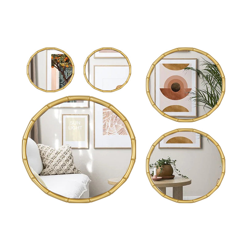 Ensemble de 5 miroirs muraux ronds avec cadre doré – Design élégant et moderne
