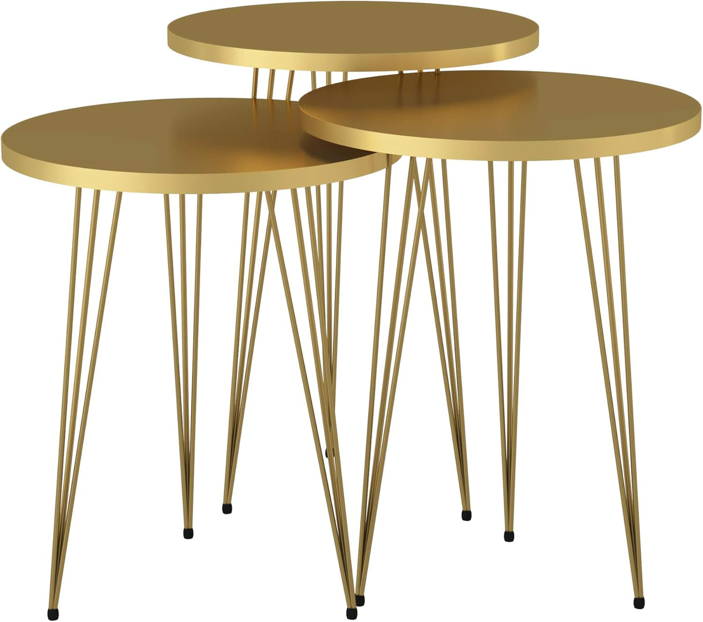 Set de 3 Tables Gigognes Dorées – Design Chic & Élégant en Métal Or