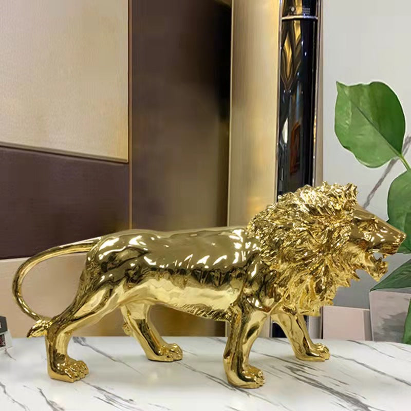 Statue Lion Doré - Symbole de Puissance et de Luxe 🦁✨