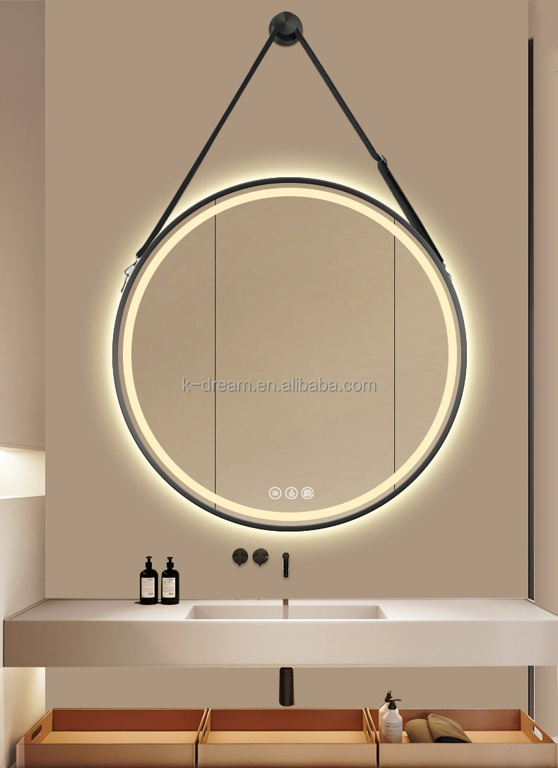Miroir LED Rond Suspendu – Ø 60 cm, Élégance et Praticité