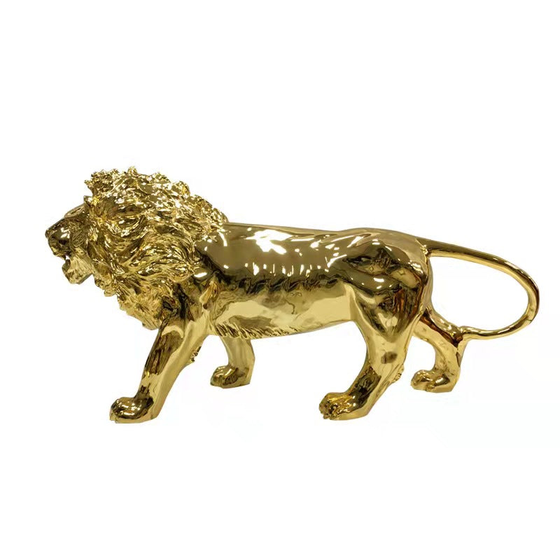 Statue Lion Doré - Symbole de Puissance et de Luxe 🦁✨