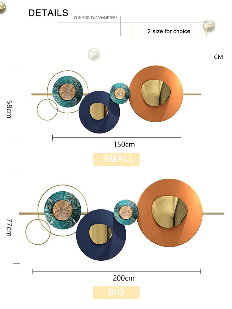 Décoration Murale Métal Design – Cercle Abstrait avec Miroirs